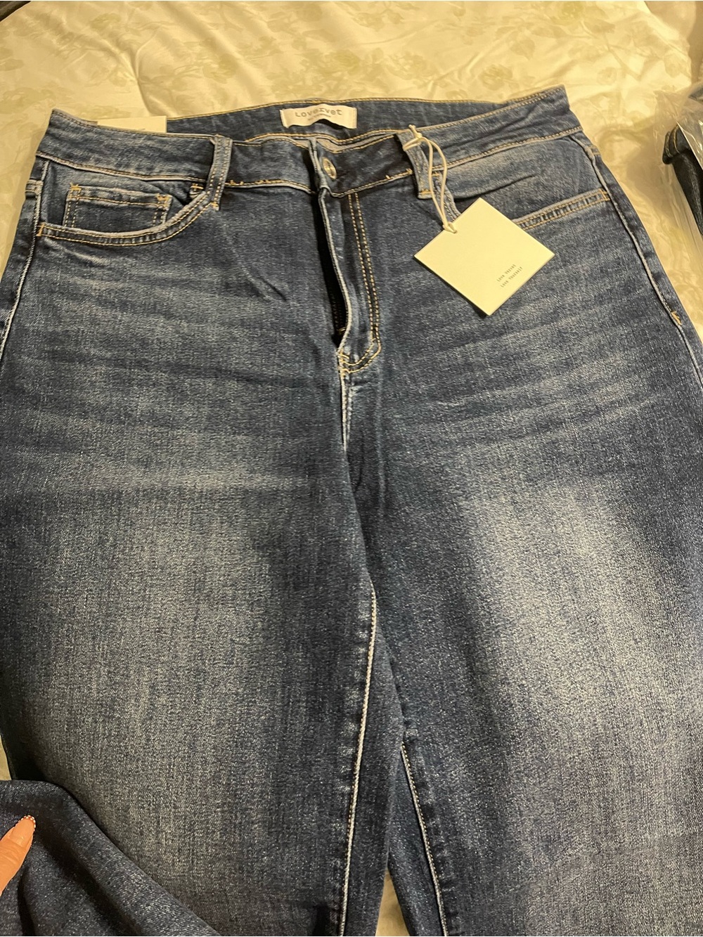 Lovervet High Rise Wide Leg Cuffed Jeans Blue 14W